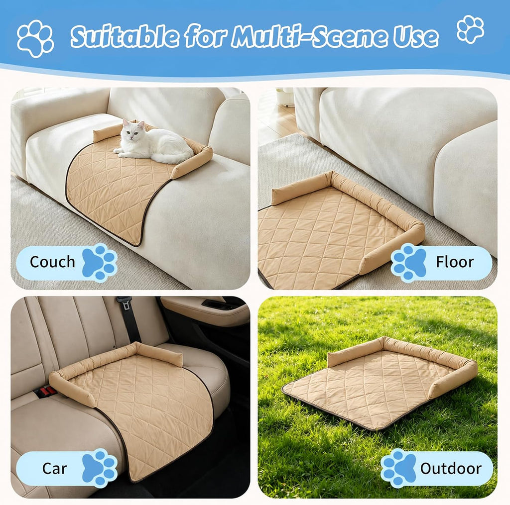 Cooling Dog Bed Mats with Neck & Head Support, 31.5 x 23.62 inch Khaki