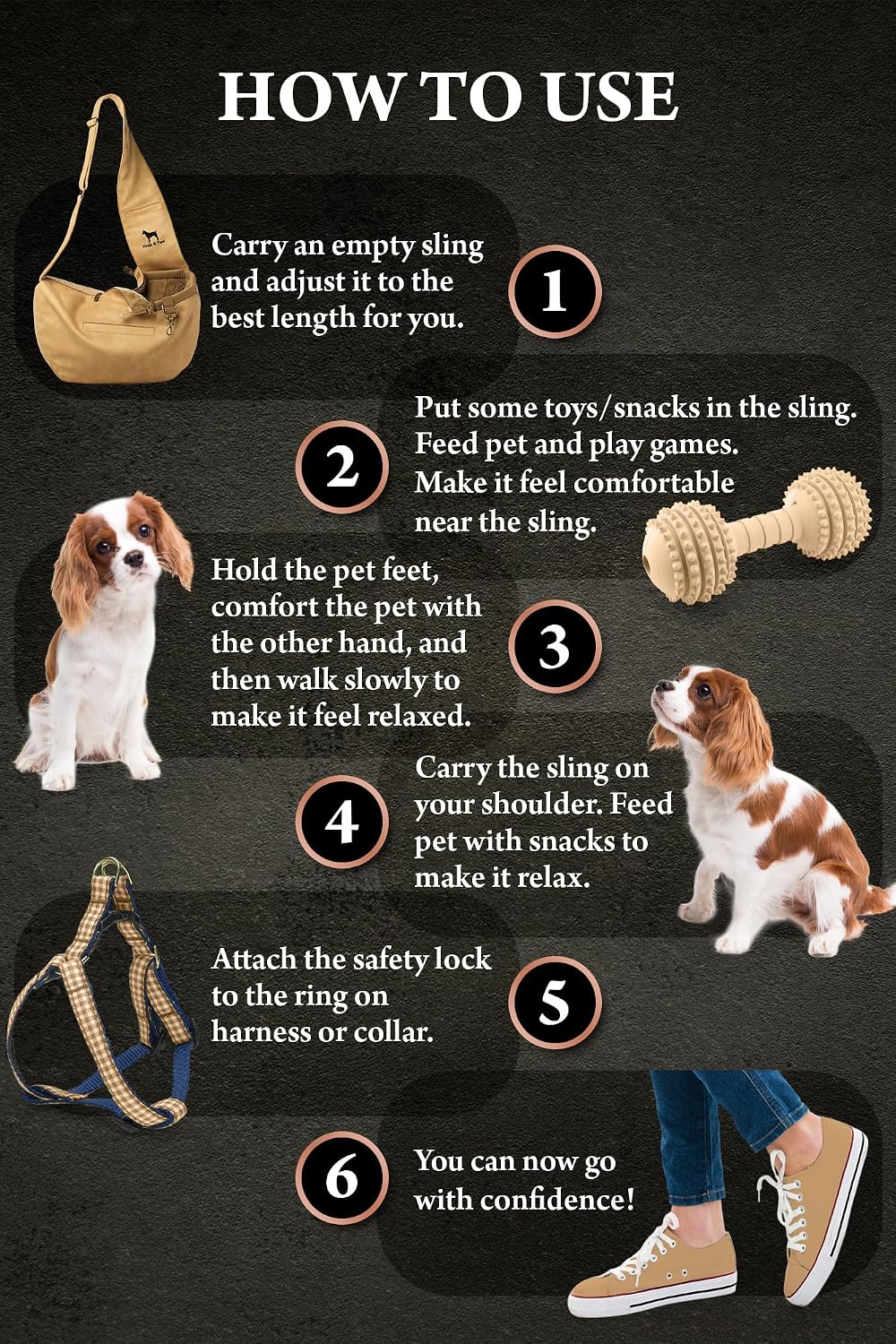 Noah & Paw Dog Sling Carrier for Small Dogs 3-10lb, Dog Sling for Small Dogs and Cats, Dog Carrier with Adjustable Padded Strap, Vegan Leather Lined with Fur, 3X Safety Features, Machine Washable