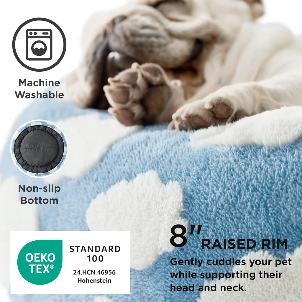 LE SURE Shown on TV Jacquard Donut Cute Small Dog Beds,Blue 27x27x8in
