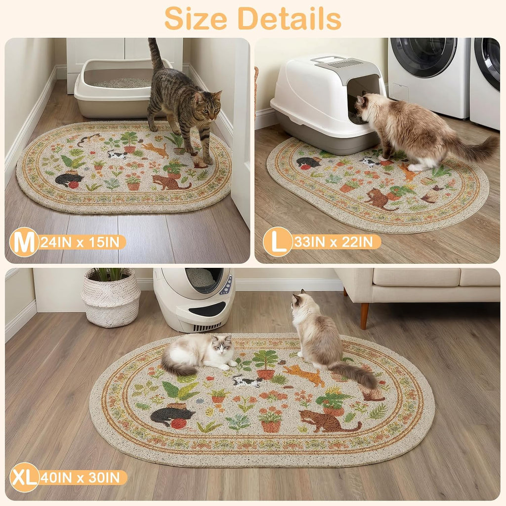 Bienbee Cat Litter Mat, 24" x 15" Dense Trapping Mesh for Litter Boxes