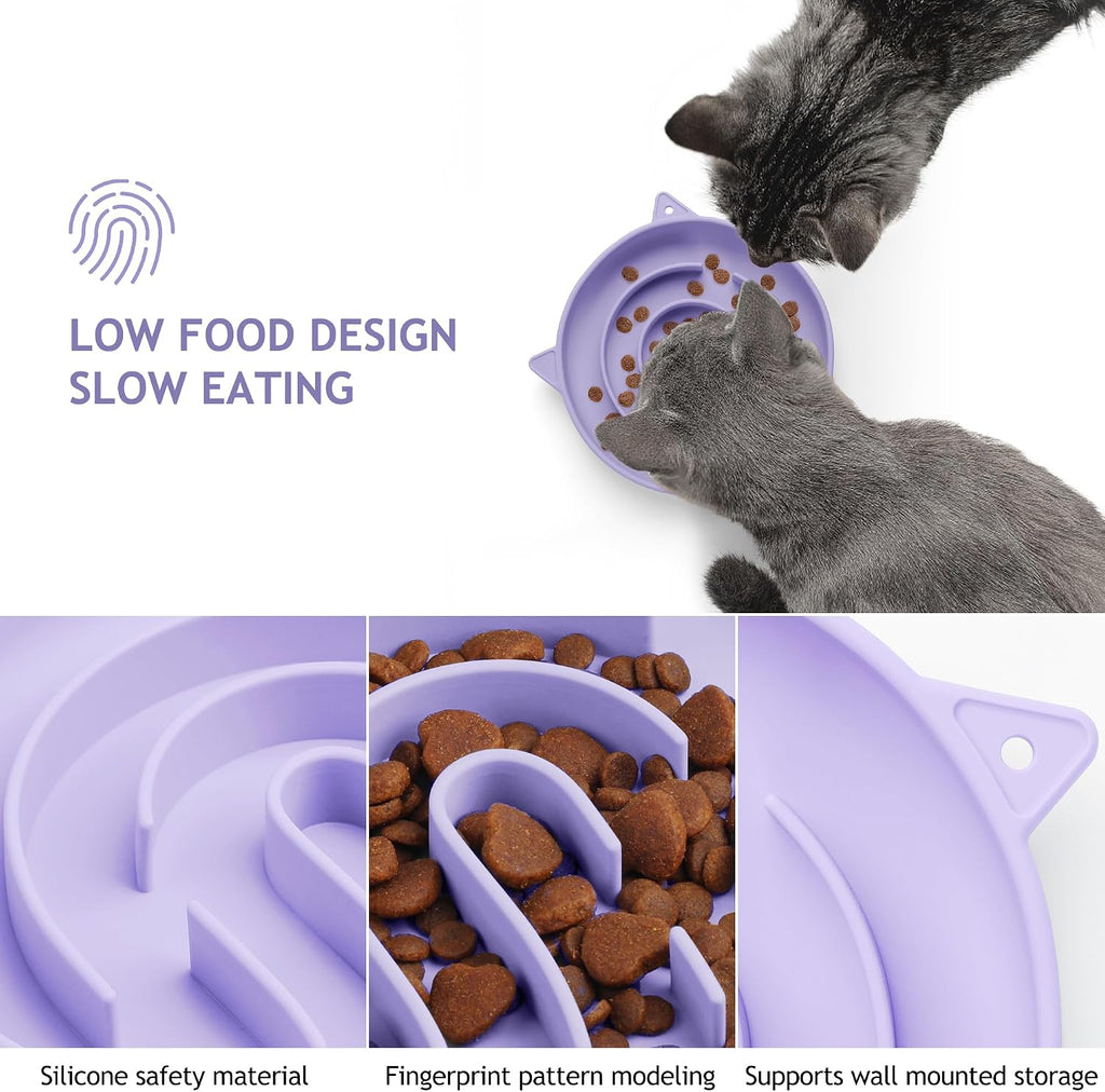 Coomazy Slow Feeder Cat Bowl Silicone Pet Puzzle Feeder for Slow Eating
