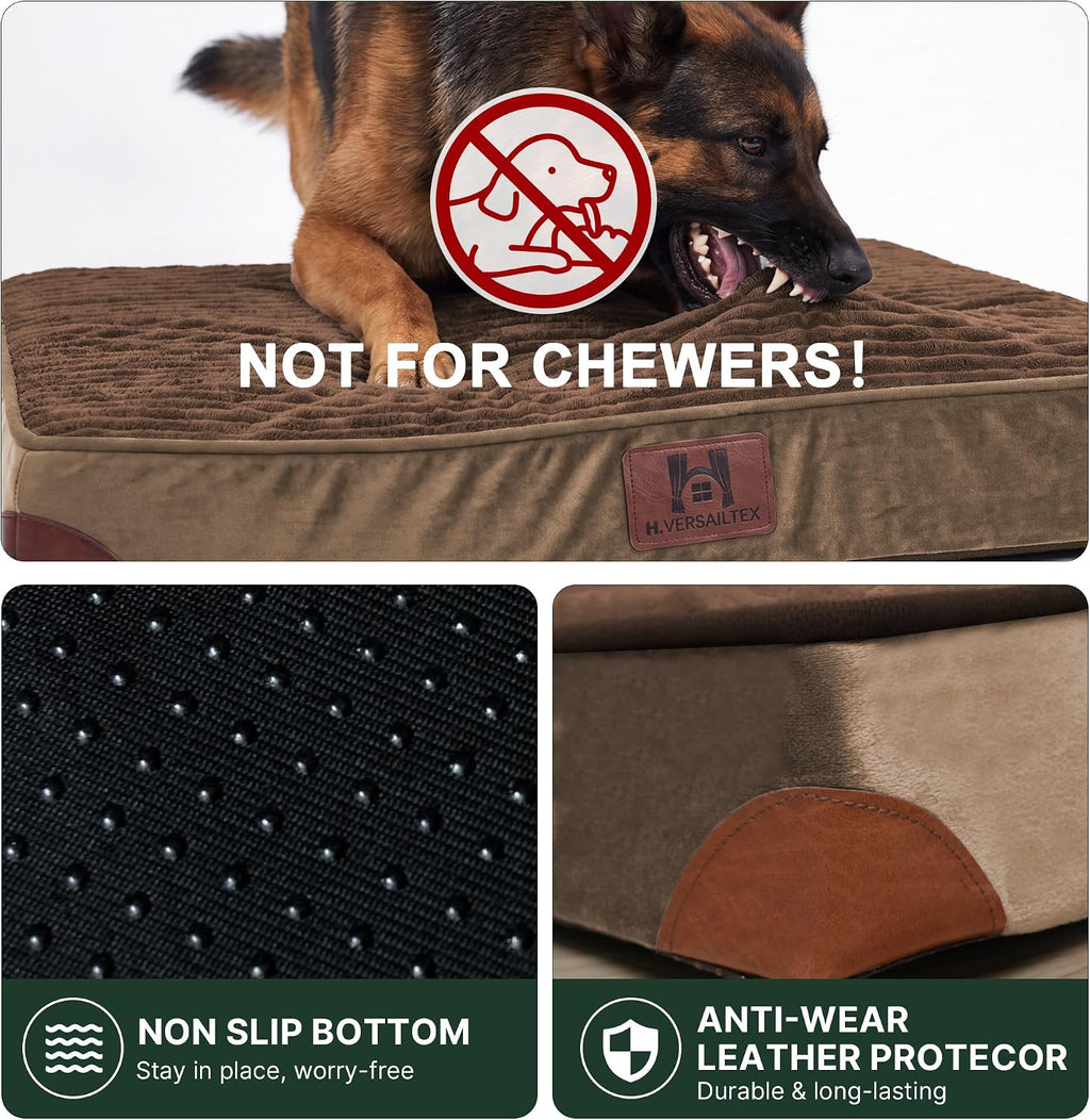 H.VERSAILTEX Waterproof Orthopedic Large Dog Bed, Cafe, 35"x22"x3.5"