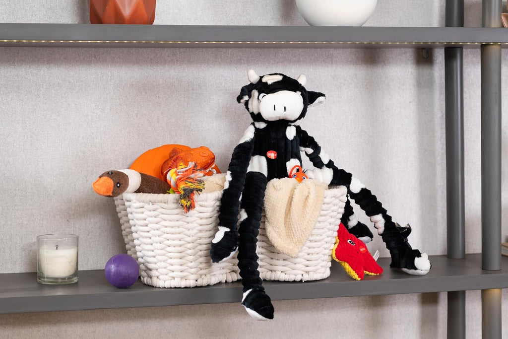 OtterPets Dog Toy Basket, Cotton Rope Bone Shaped Dog Toy Bin, 17x13”
