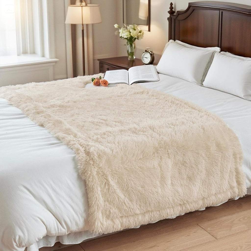 gogobunny Waterproof Dog Blanket for Couch & Furniture Protection - Super Soft Reversible Throw for Large Dogs & Cats, Calming Washable Fur & Sherpa Pet Blanket(33x77 Inch, Beige)