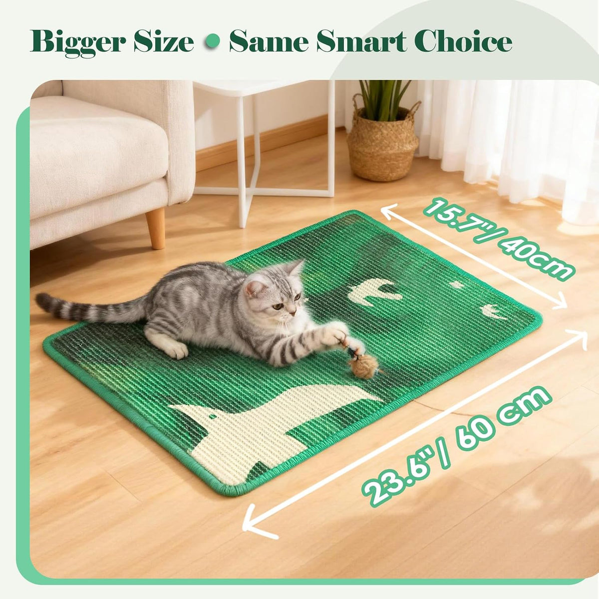 Sisal Cat Scratcher Mat Floor & Wall Cat Scratching Pad with Sticker Tape