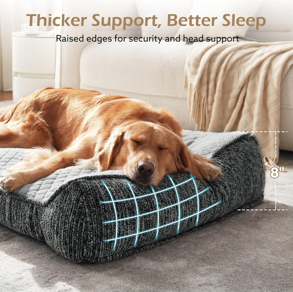 JOEJOY Orthopedic Dog Bed Medium Sized Dogs, Extra Thick Supportive Big Dog Couch Bed with Sides, Ultra Soft Pet Bed Sofa, Light Grey, 35''x25''