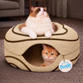 Peekaboo Cat Cave Donut - Cat Tunnel Bed for Indoor Cats – Cute Patterns Hideaway for Multiple & Large Cats, Scratch-Resistant