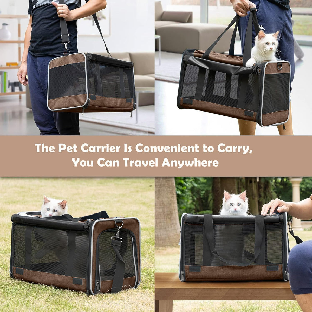 GAPZER Pet Carrier for Large Cat Soft-Sided Animal Traveling Bag up to 20lb
