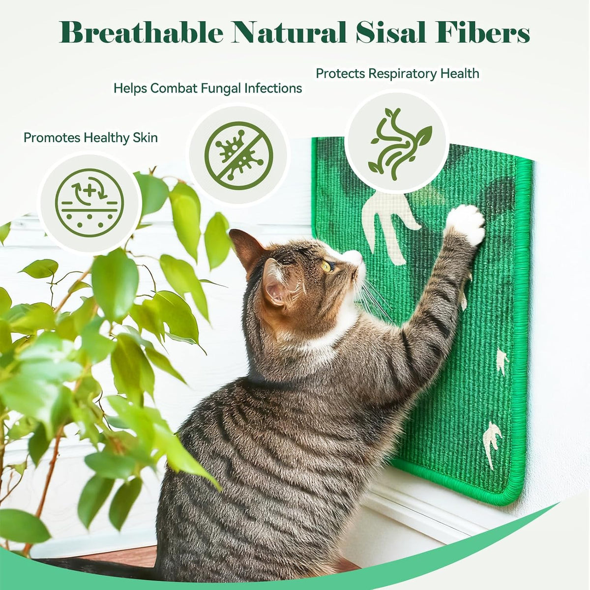 Sisal Cat Scratcher Mat Floor & Wall Cat Scratching Pad with Sticker Tape