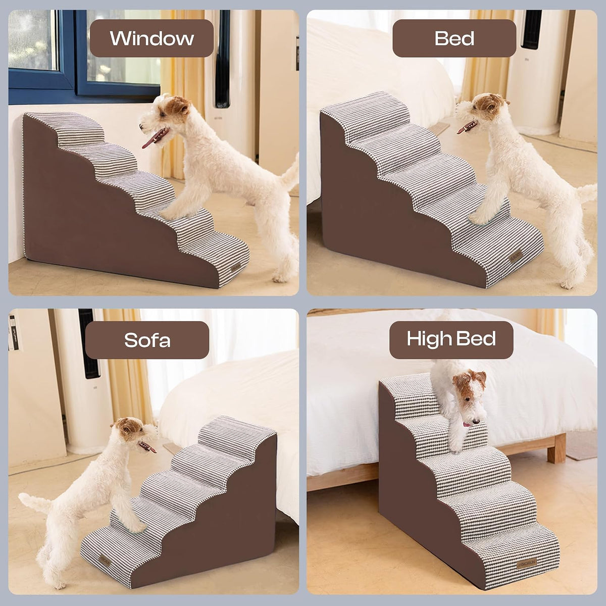 Miorun Dog Stairs for High Beds, 24.5" Foam Pet Ramp Step for Small Dogs