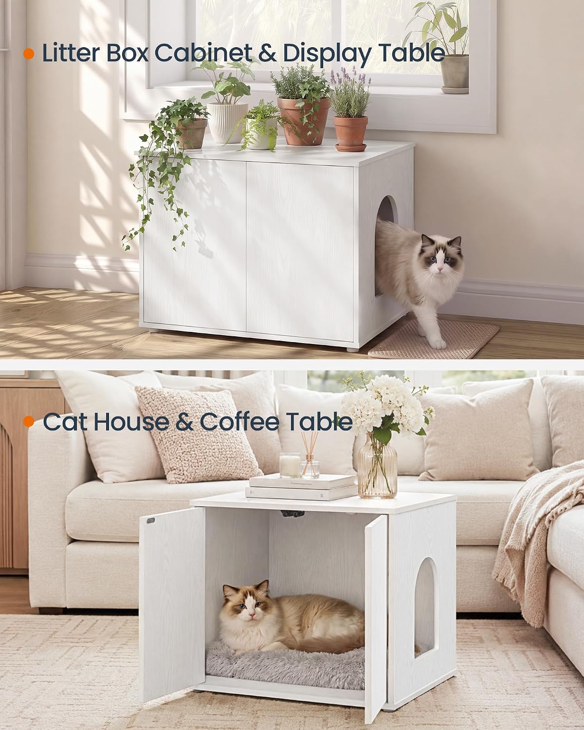 SONGMICS HOME Cat Litter Box Enclosure, Tool-Free Assembly