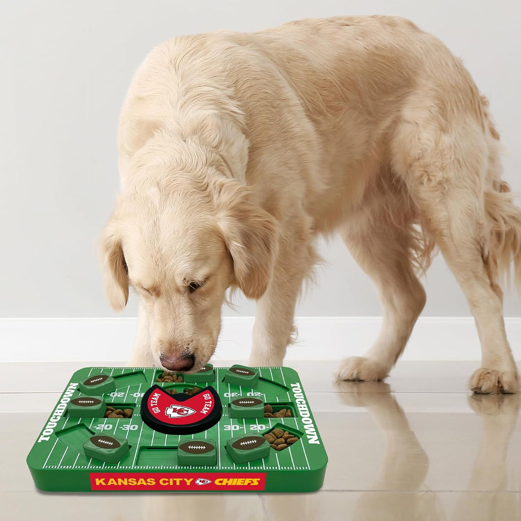 Pets First NFL Kansas City Chiefs Large Puzzle Toy for Dogs, Slow Feeder Board for Pets, New Bigger Size, Interactive Doggie Treat Toy