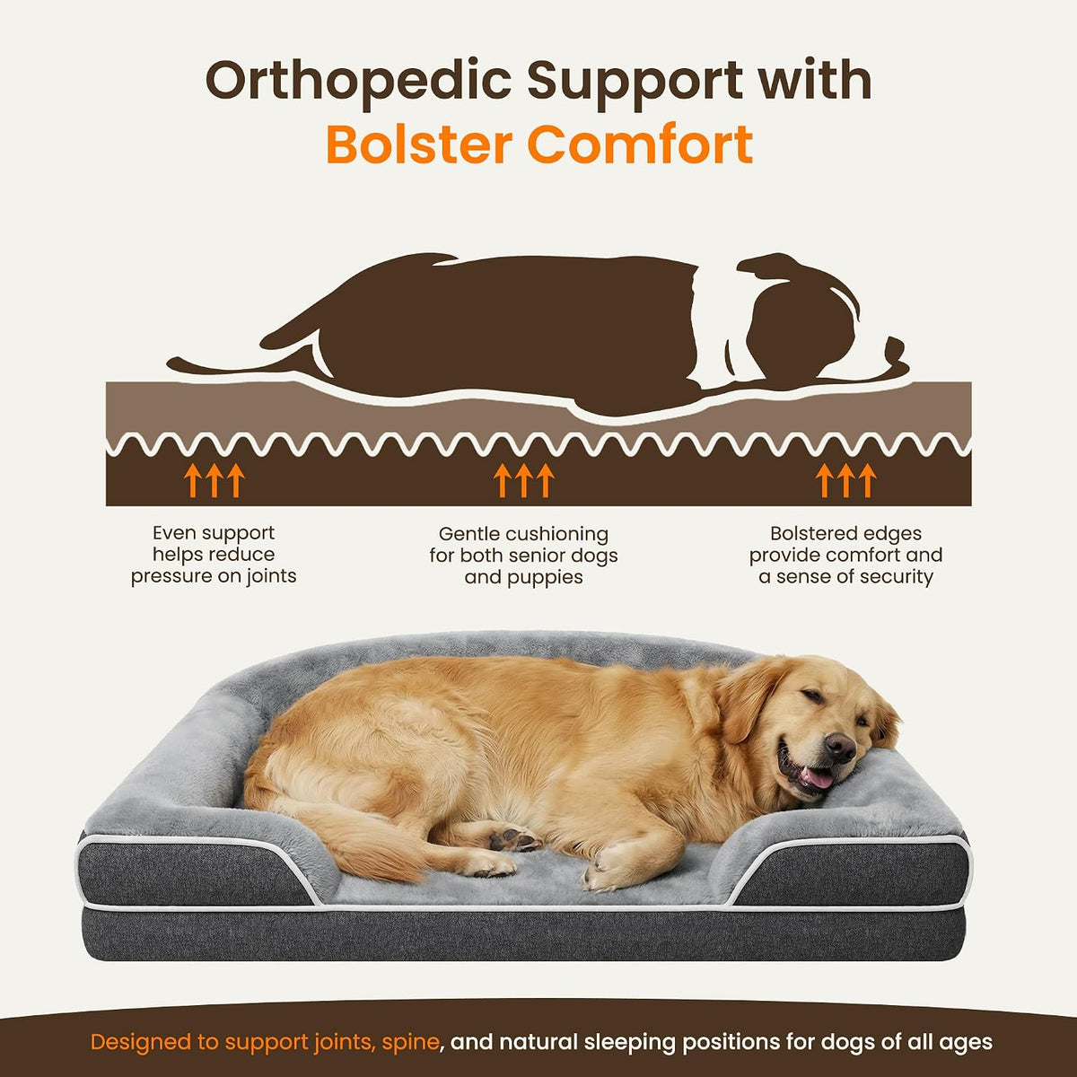 Orthopedic Dog Bed for Extra Large Dogs, 45"x30" XL Dog Couch Bed
