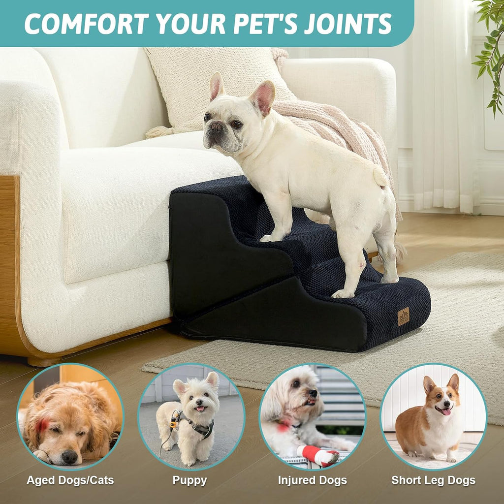 COZY KISS Dog Stairs for Small Dogs, 3-Step 2-in-1 Dog Steps,15.7" H