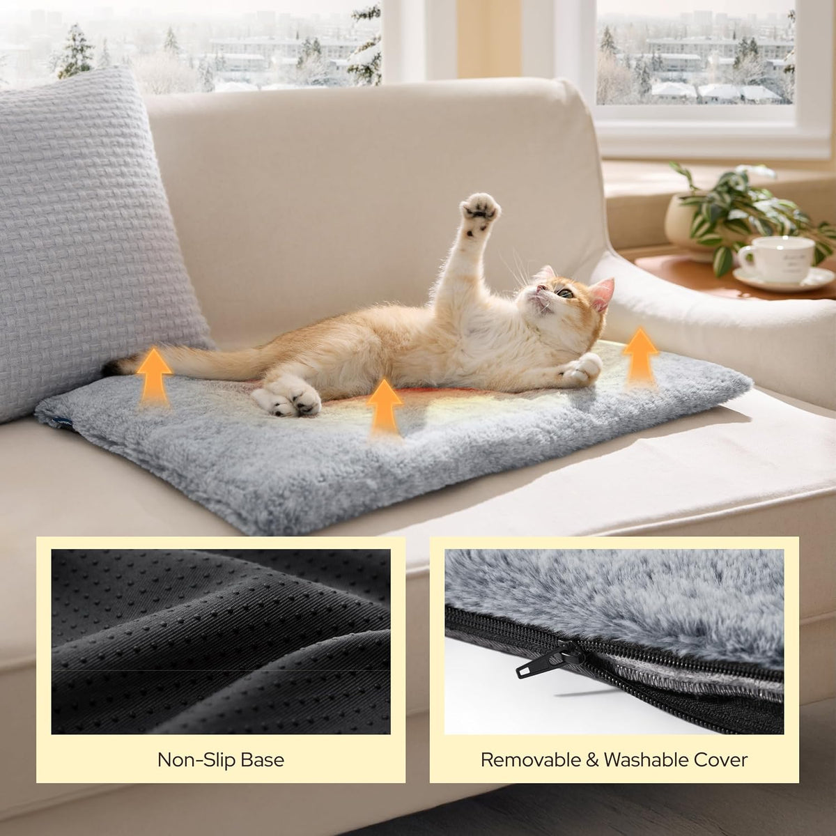 Bedsure Self Warming Cat Bed Mat,Large Pet Extra Warm Self Heating Cat Pad