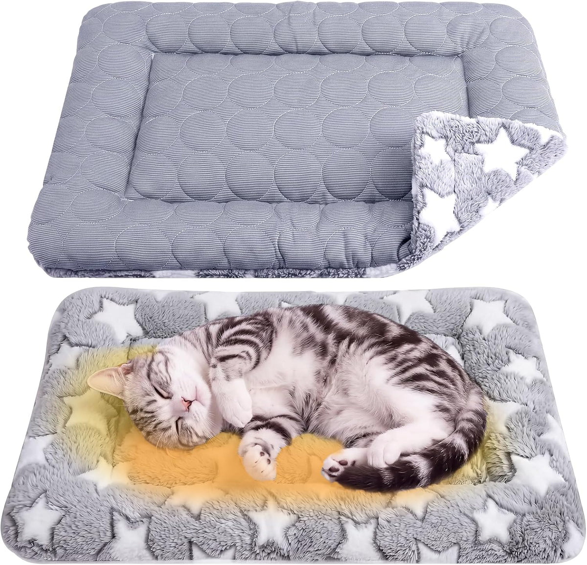 VitalCozy 2 Pcs 18" X 24" Self Warming Cat Pet Mat, Star, Gray