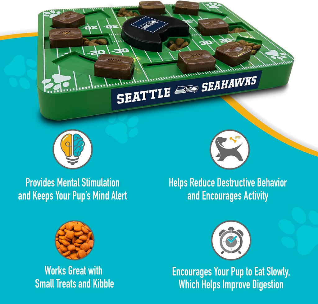 Pets First NFL Seattle Seahawks Puzzle Toy for Dogs, Slow Feeder Board for Pets, Interactive Doggie Treat Toy