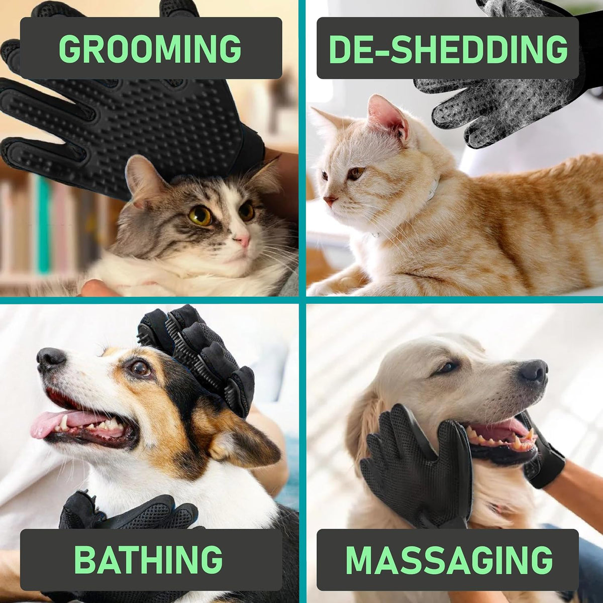 Maxpower Planet Pet Grooming Gloves for Dogs and Cats - Grooming Mitt for Dogs -Cat Gloves - Hair Removal Bruh - All Hair Types