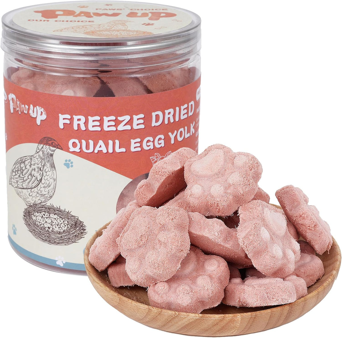 PAWUP Freeze Dried Cat & Dog Treats, Natural Quail Egg Yolk, Rich in Antioxidants Cranberry Added, High-Protein Pet Snacks for Coat & Urinary Health, 3.5 oz