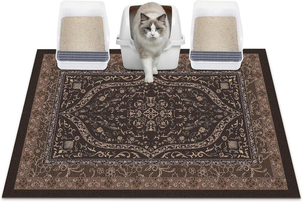 Glittme Cat Litter Mat, 40"x30" Non-Slip Washable Trapping Mat for Cats | Litter Trapping Mat With Thick PVC Coil To Catch Scatter, Soft On Paws And Waterproof Bottom To Protect Floors