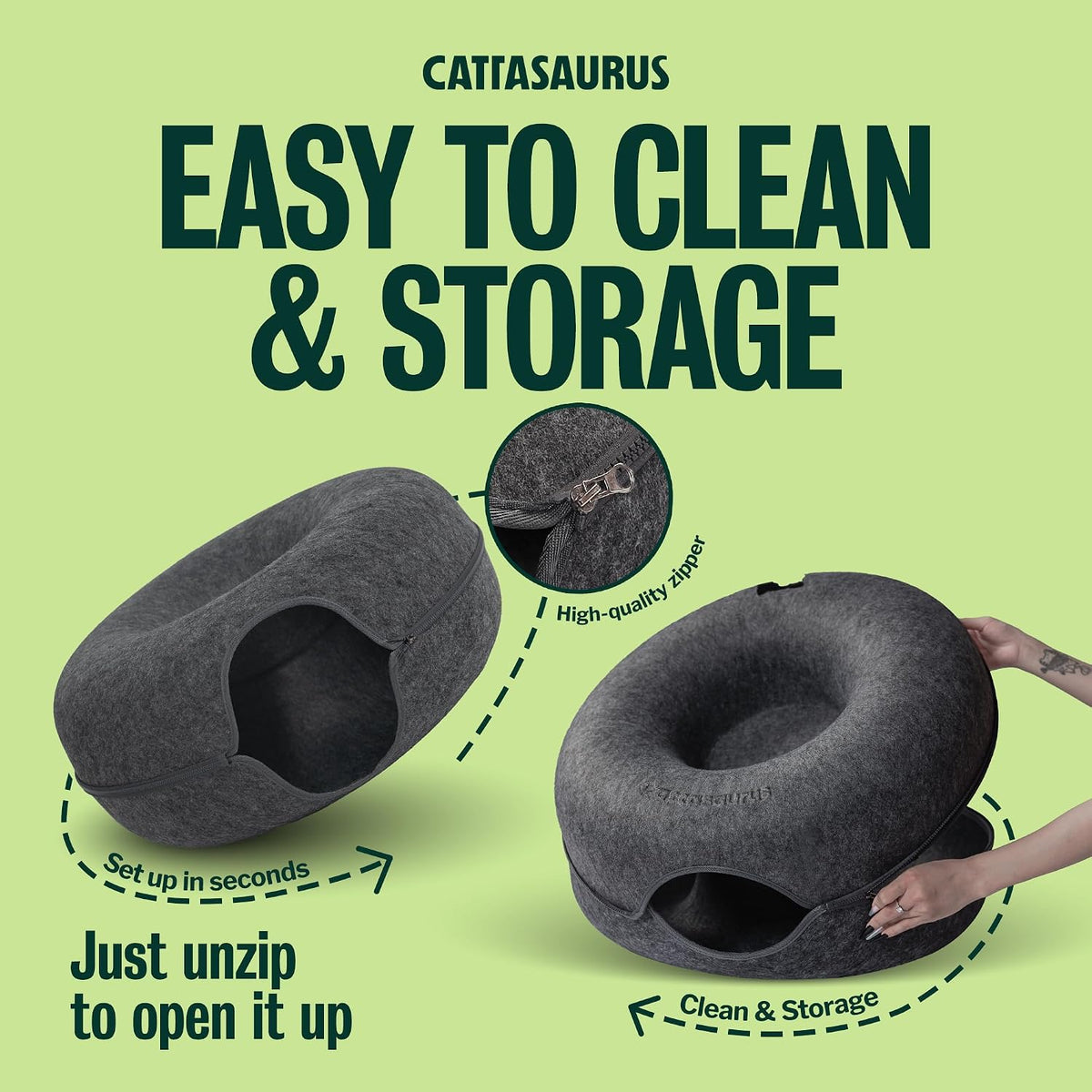 Peekaboo Cat Cave Donut for Multiple & Jumbo Cats up to 45 lbs, Dark Gray