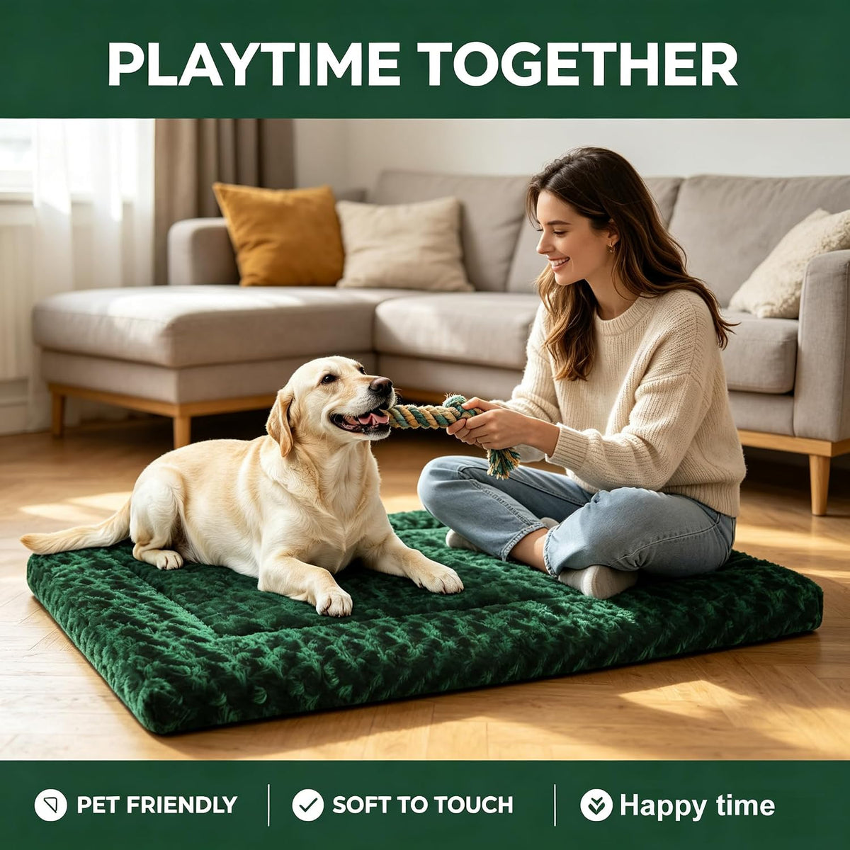 Dog Bed Mat - Comfortable Kennel Pad, Multi-Purpose Crate Bed & Mats for Dogs & Cats – Soft Crate Mat for Dog & Cat