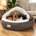 Calming Cozy Dog Cave Cover Bed, Burrow Small Doggy Anti Anxiety