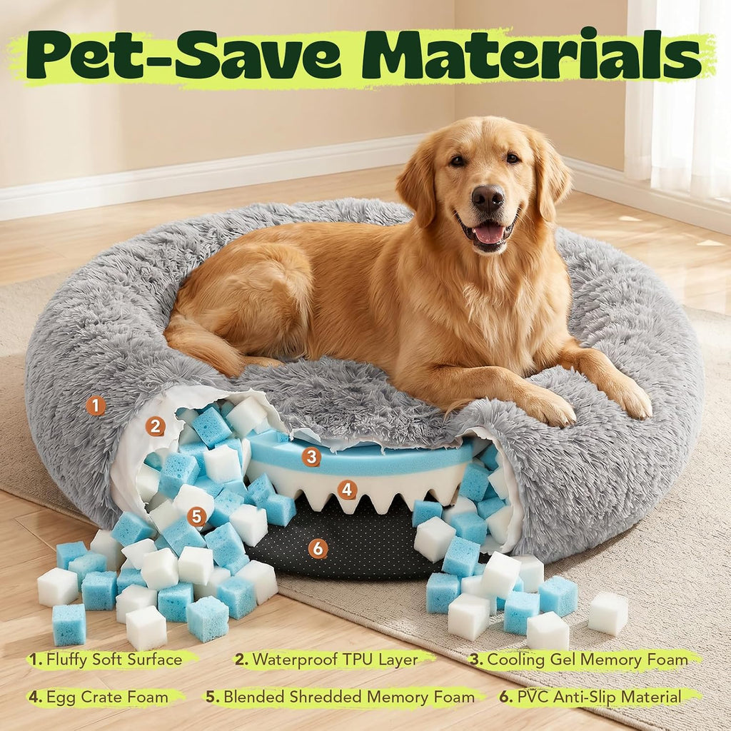 Memory Foam Orthopedic XXL Dog Beds for Extra Large Size Dogs,48 Inch,Grey