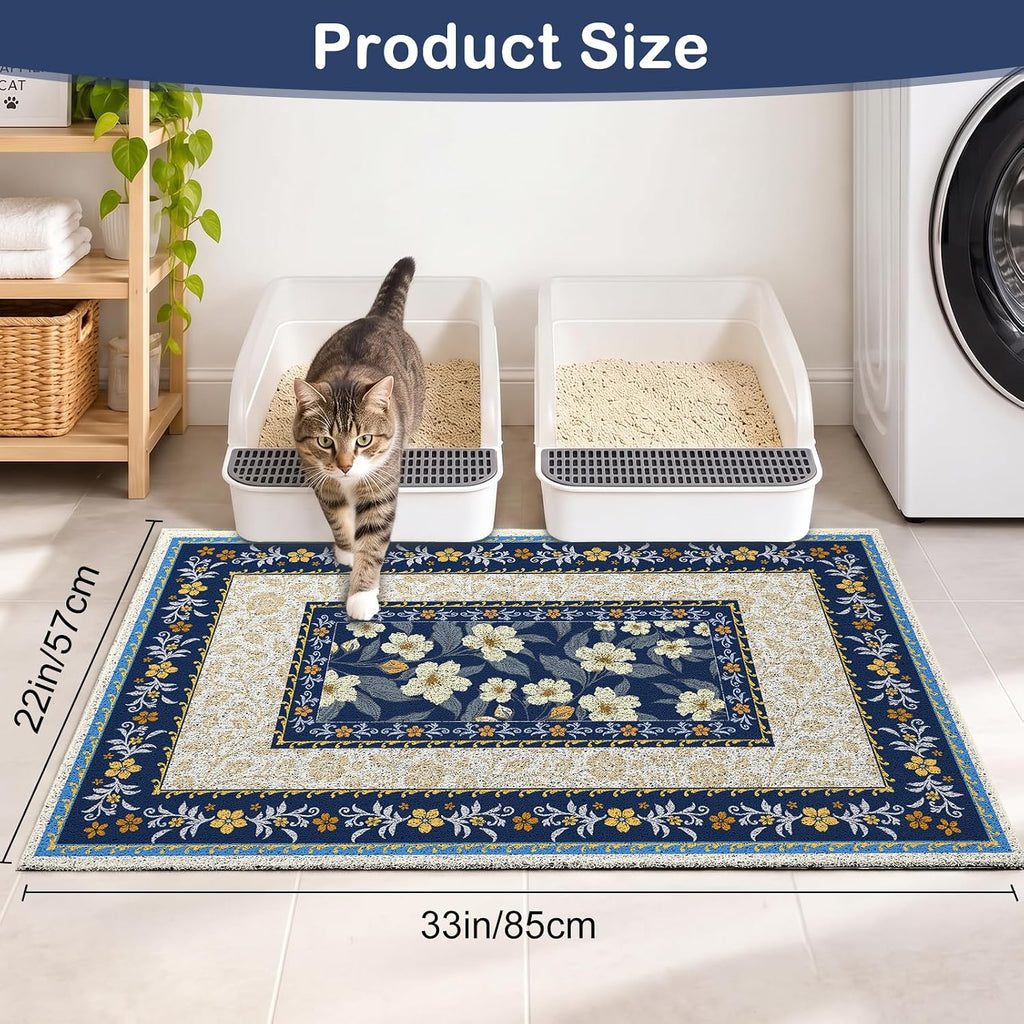 Unicorn Catcher 33"x22" Cat Litter Mat Non-Slip Washable Litter Box Mat