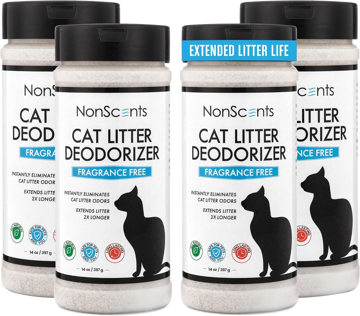Nonscents Cat litter Deodorizer - Odor Eliminator - 4 Pack
