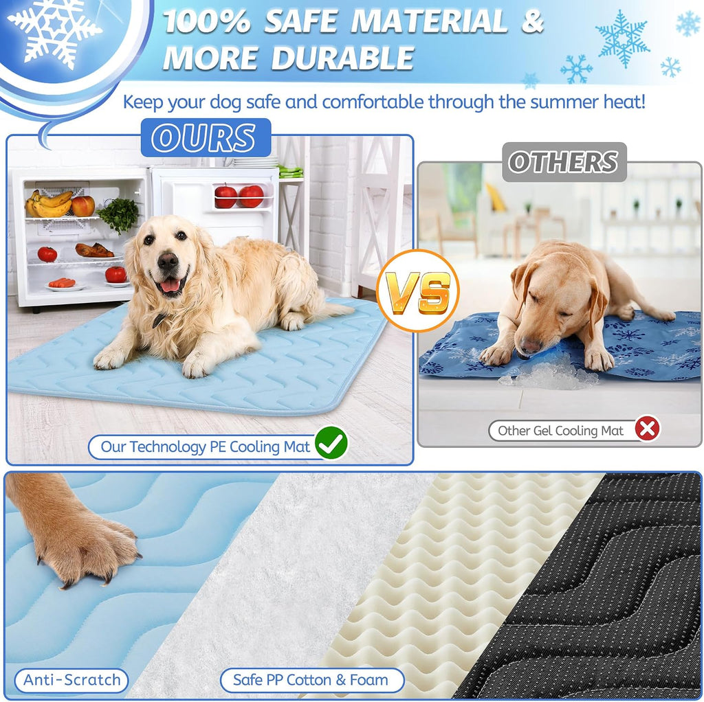 Cooling Mat for Dogs Extra Large, Washable Cooling Pad 59"x40"，Light Blue