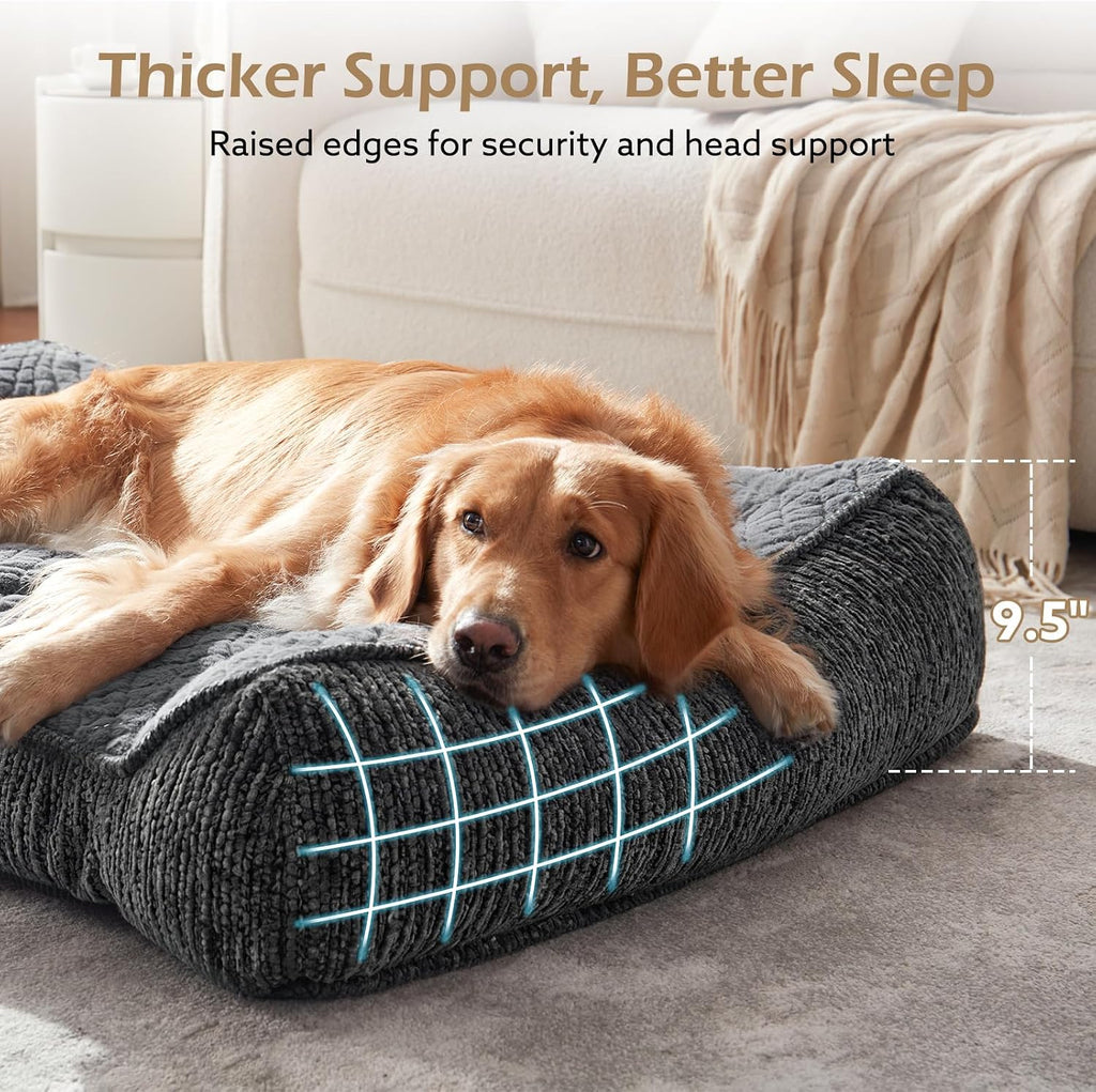 JOEJOY XL Orthopedic Dog Bed for Large Dogs - Extra Thick Foam Pet Bed Sofa with Bolster Sides, Large Sized Dog Couch Bed with Removable Washable Cover, Non-Slip Bottom, Grey (45"x32")