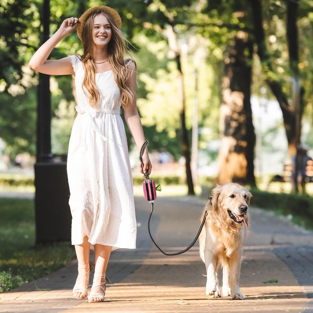 Dog Poop Bag Holder for Leashes and Treat Holder with 3 Waterproof Pouches | Poop Bag Dispenser for Pet Waste Bags and Walking Accessories + 1 Free Roll