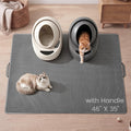Cat Litter Mat, Upgrade Super Waterproof Back Layer Litter Box Mat, Non Slip, Durable, Soft on Paws Kitty Trapping Matt (46"x35", Gray)