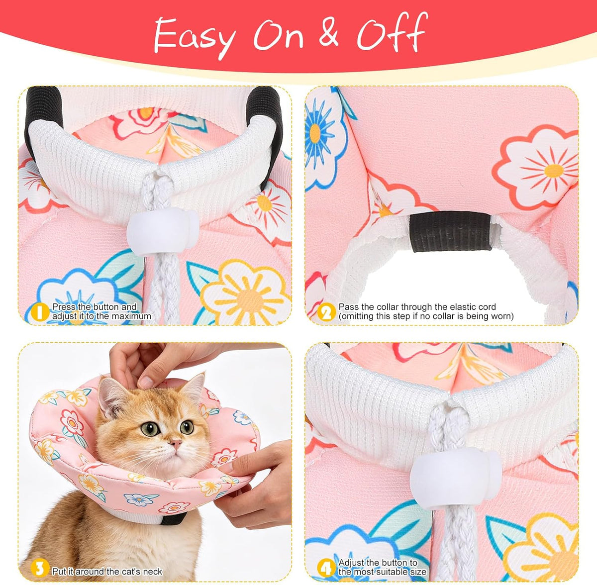 EXPAWLORER Cat Cone Collar Soft,Adjustable Waterproof Flower Style Neck