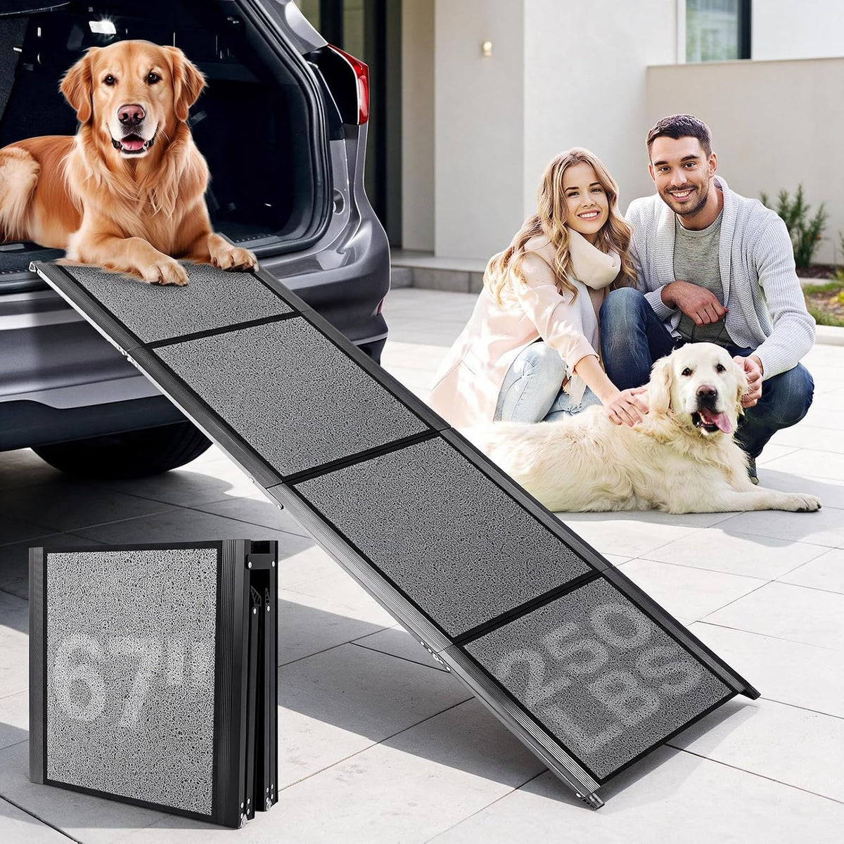 Dog Ramp for Large Dogs, 67" L x 17" W Lightweight Foldable Pet Ramp