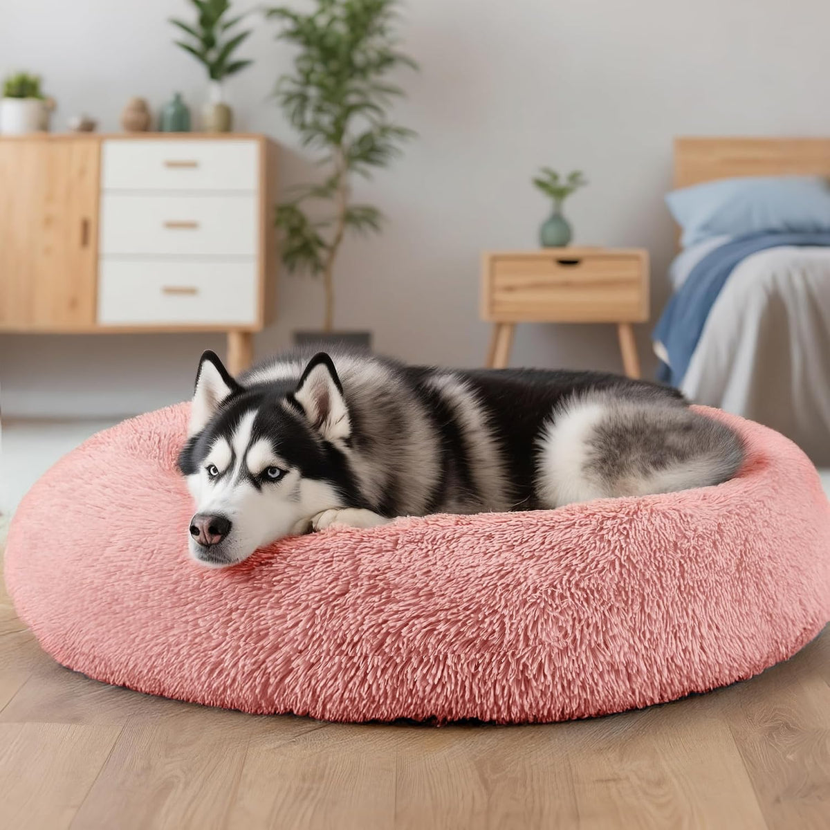 Extra Large Dog Beds, 36in Human Dog Anxiety Relief Comfort Bed (Pink)