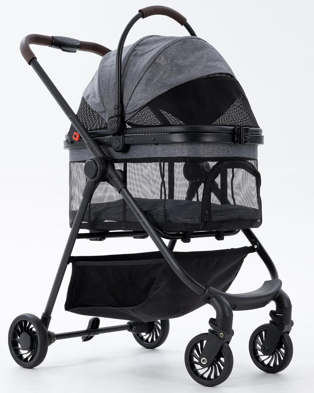 Pet Stroller for Small Dogs & Cats, Foldable with Detachable Carrier