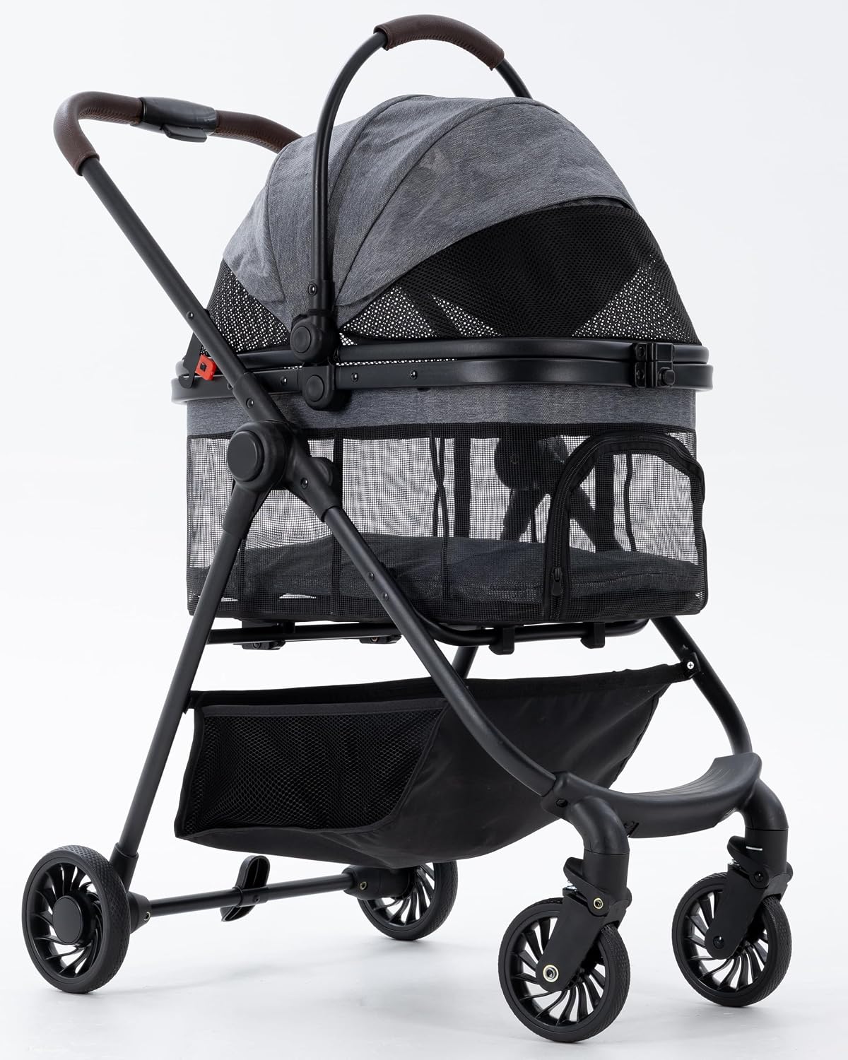 Pet Stroller for Small Dogs & Cats, Foldable with Detachable Carrier