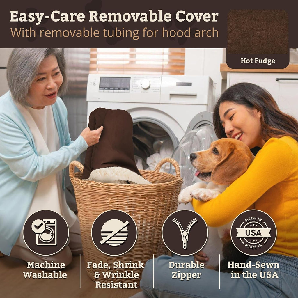 Snoozer Rectangle Cozy Cave Dog Bed, Hooded Dog Bed, Hot Fudge (L)