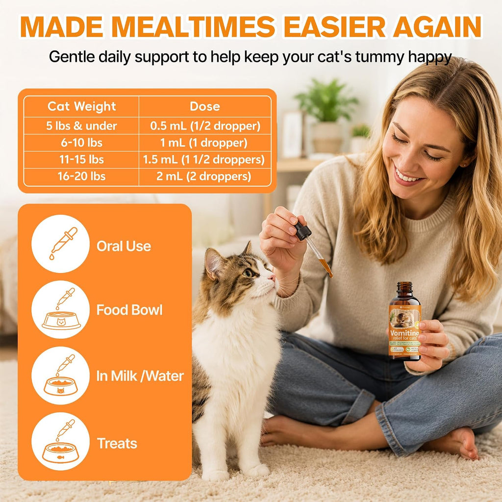 Cat Vomit Remedy, Targeted Treatment for Stomach Upset, Vomiting & Nausea