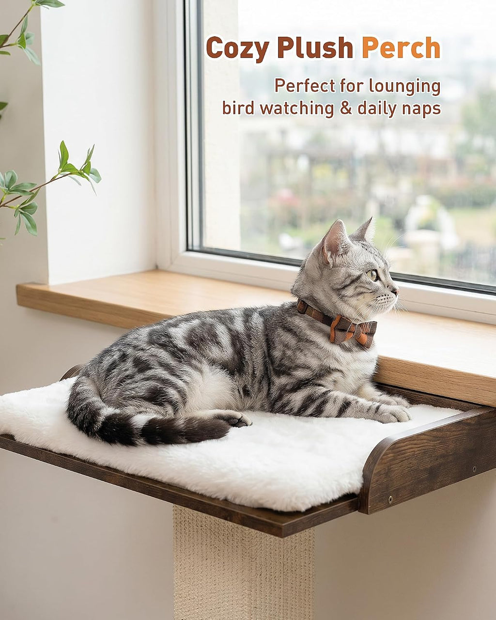 Retro Cat Scratching Post with Top Perch Bed for Indoor Cats