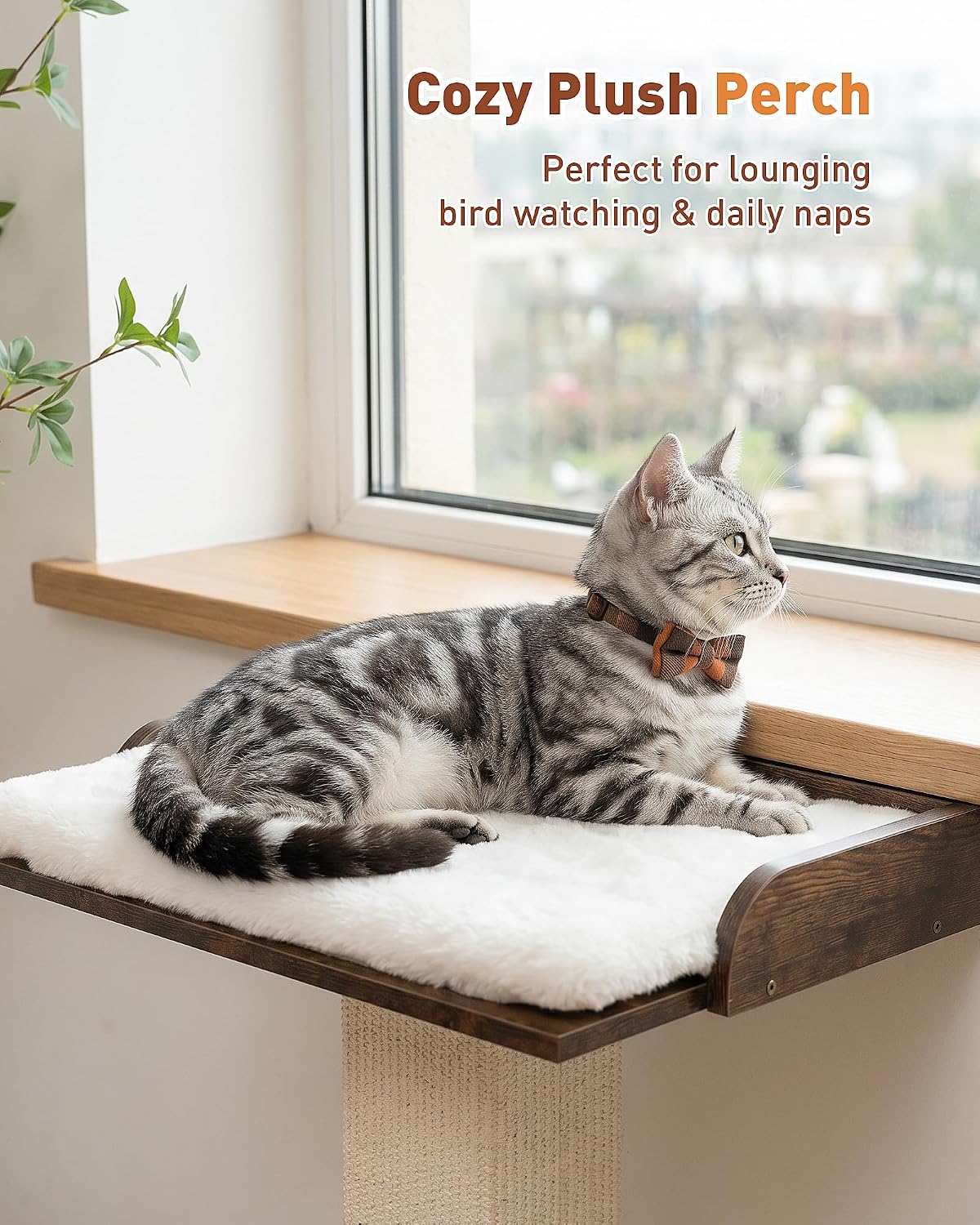 Retro Cat Scratching Post with Top Perch Bed for Indoor Cats