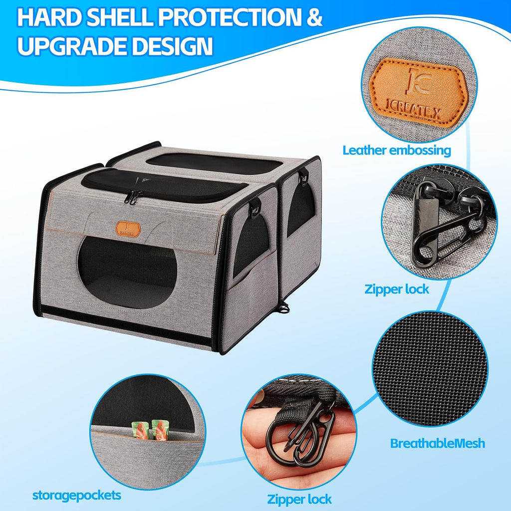 Cat Travel Carrier with Litter Box, Large Cat Carrier for Car