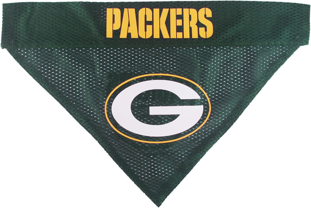 Pets First NFL DOG BANDANA - GREEN BAY PACKERS REVERSIBLE PET BANDANA. 2 Sided Sports Bandana with a PREMIUM Embroidery TEAM LOGO, Large/X-Large. - 2 Sizes & 32 NFL Teams available (GBP-3217-L-XL)