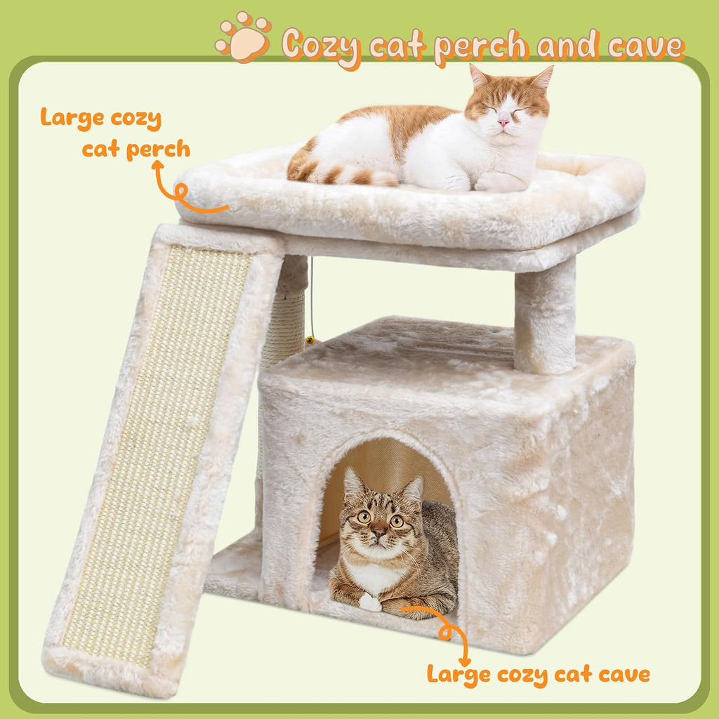 Small Cat Tree, Cat Tower with Scratching Post & Perch & Condo