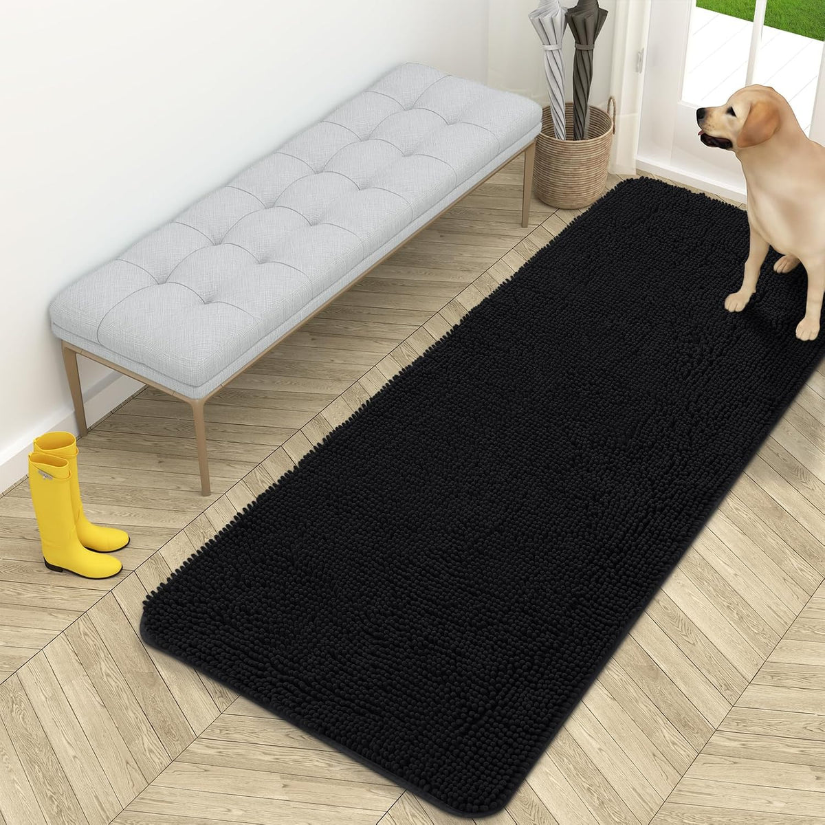OLANLY Dog Door Mat for Muddy Paws 59x24, Super Absorbent Chenille Mud Mat