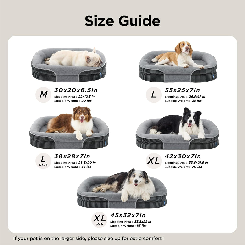 Bedsure 360°Oval Bolster Orthopedic Dog Bed Medium Size Dog,30" Grey