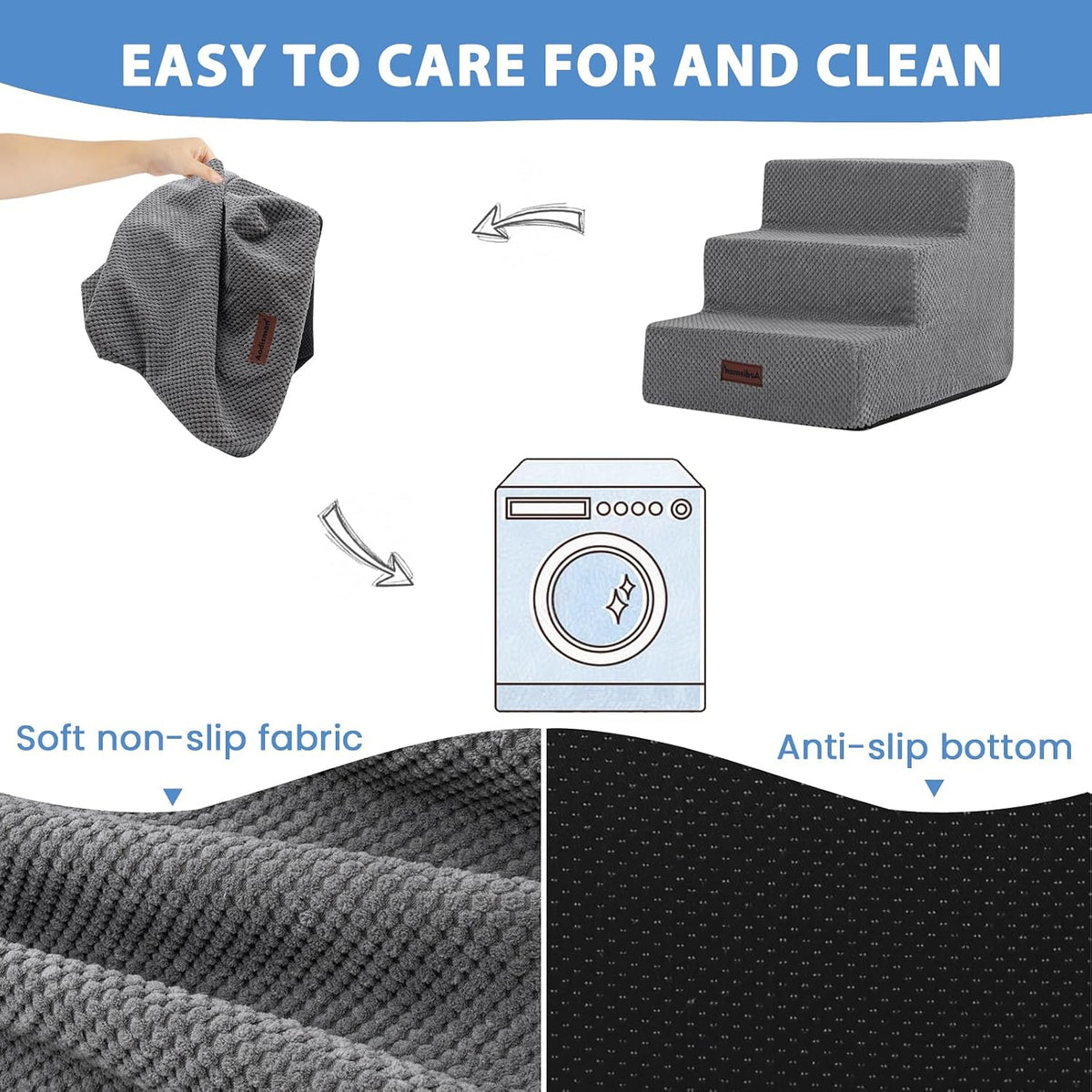 Aodisman Dog Stairs for Small Dogs & Cats,3-Step Pet Steps for Couch & Bed (Pack of 2)