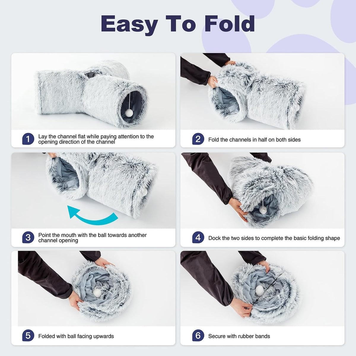 Tempcore Plush Cat Tunnel, 3-Way Collapsible Toy for Indoor Cats, Grey | Plush Fabric Creates a Soft Play Space for Cats, with 3-Way Tunnels, Peek Holes, Hanging Ball and Teaser Wand for Interaction